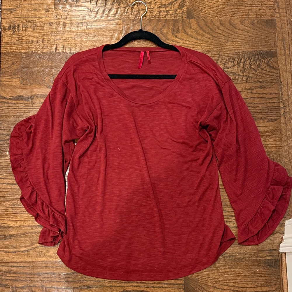Scarlett Red Ruffle Sleeve Long-Sleeve Top